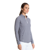 Alternate View 1 of Gingham Print Cooling Sun Protection Quarter Zip Pull Over
